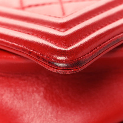 Medium Quilted Lambskin Flap Shoulder Bag - Red