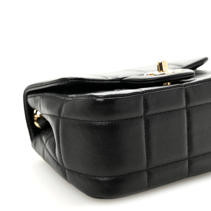 Mini Quilted Lambskin Flap Shoulder Bag - Black