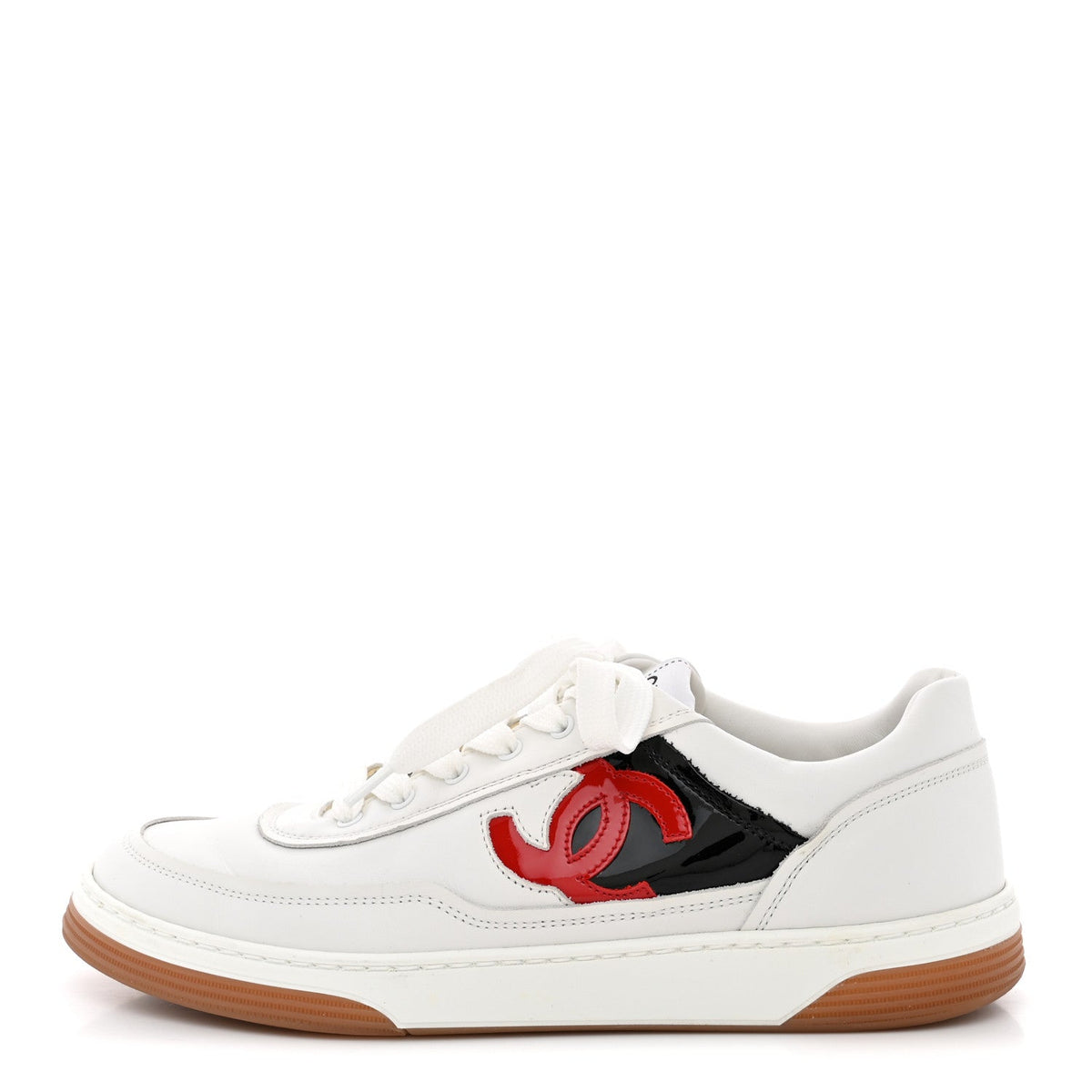Calfskin Patent CC Sneakers White Black Red
