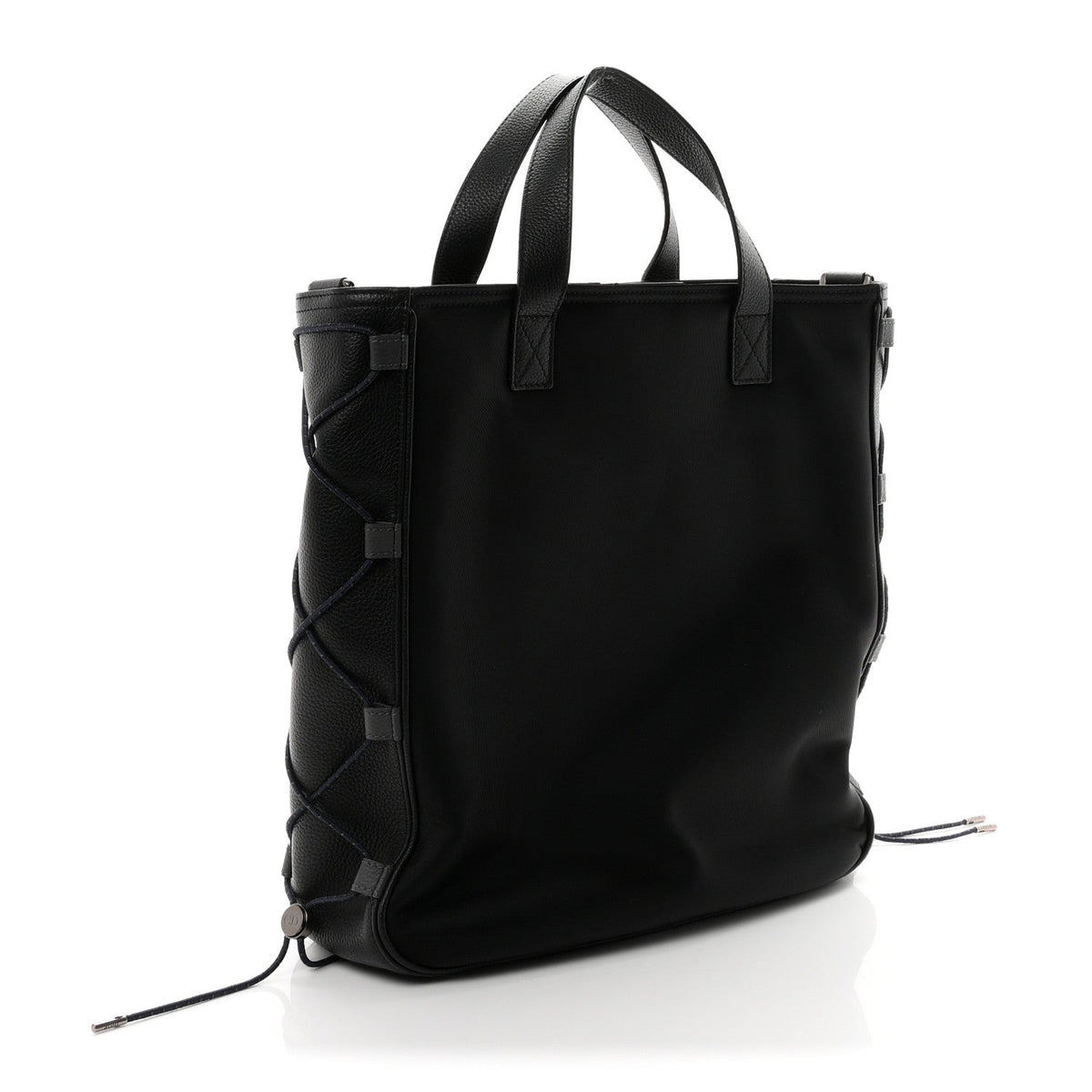 Calfskin Nylon Tote Bag - Black