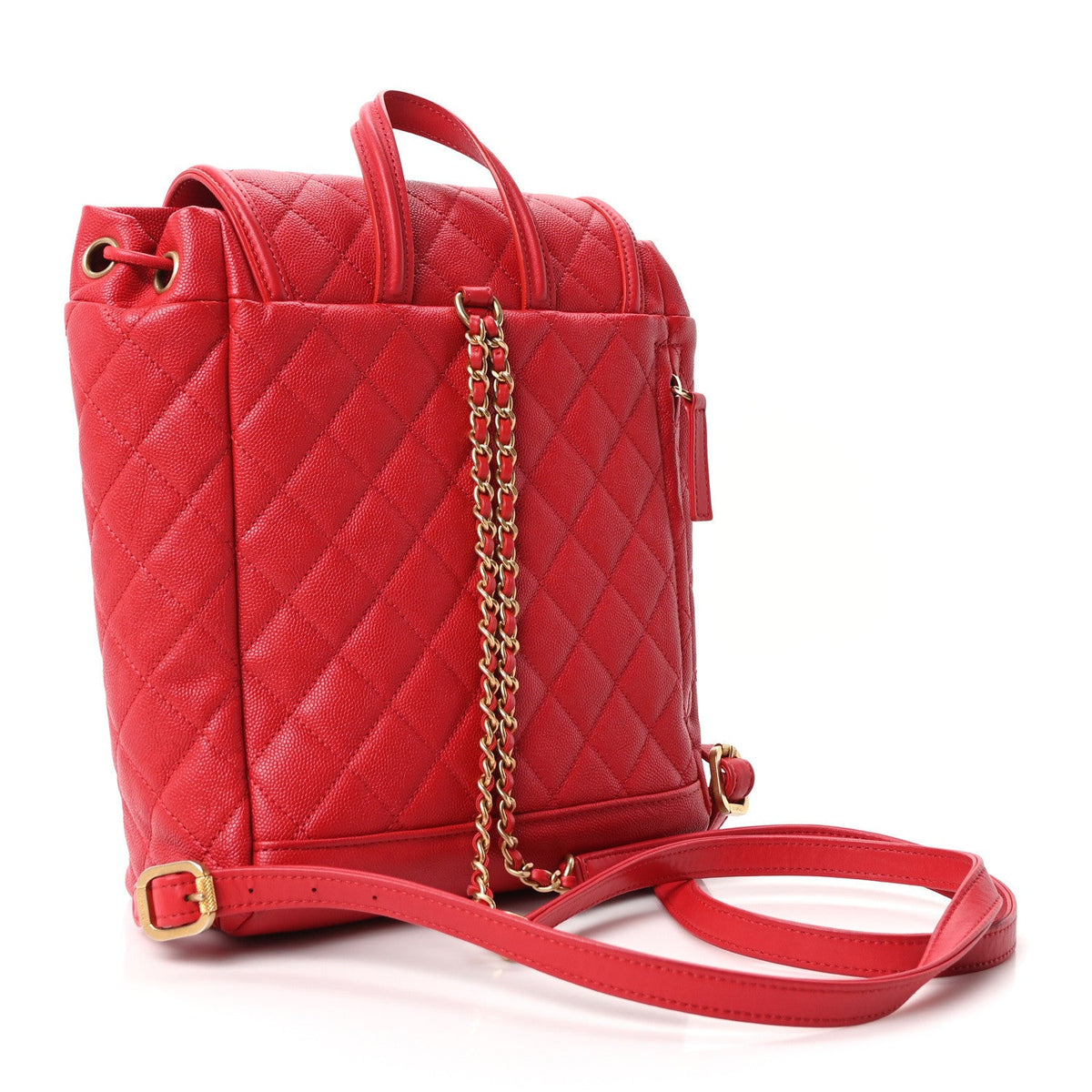 Quilted Caviar Backpack - Red