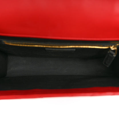 Large Calfskin Satchel Bag - Red