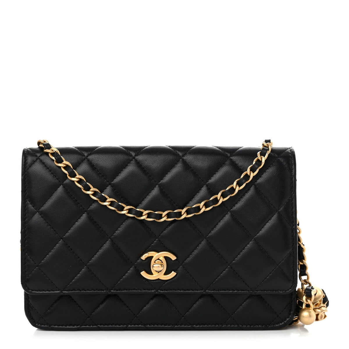 Quilted Lambskin Wallet Bag - Black