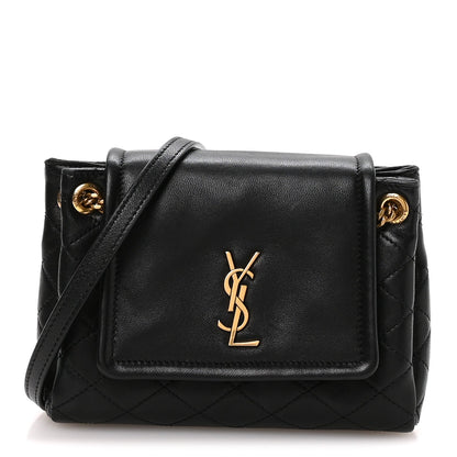 Mini Quilted Lambskin Handbag - Black