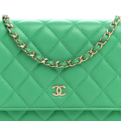 Quilted Lambskin Wallet Bag - Green