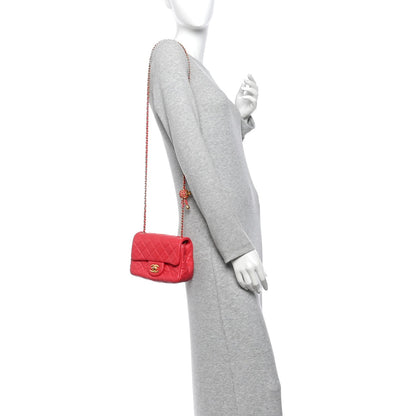 Mini Quilted Lambskin Flap Shoulder Bag - Pink