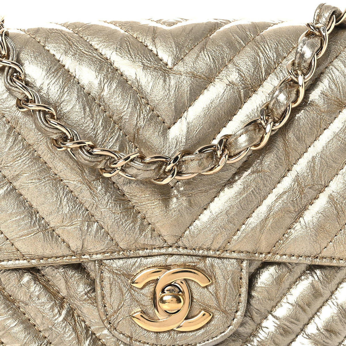 Mini Quilted Calfskin Flap Shoulder Bag - Gold