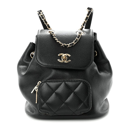 Mini Quilted Caviar Backpack - Black