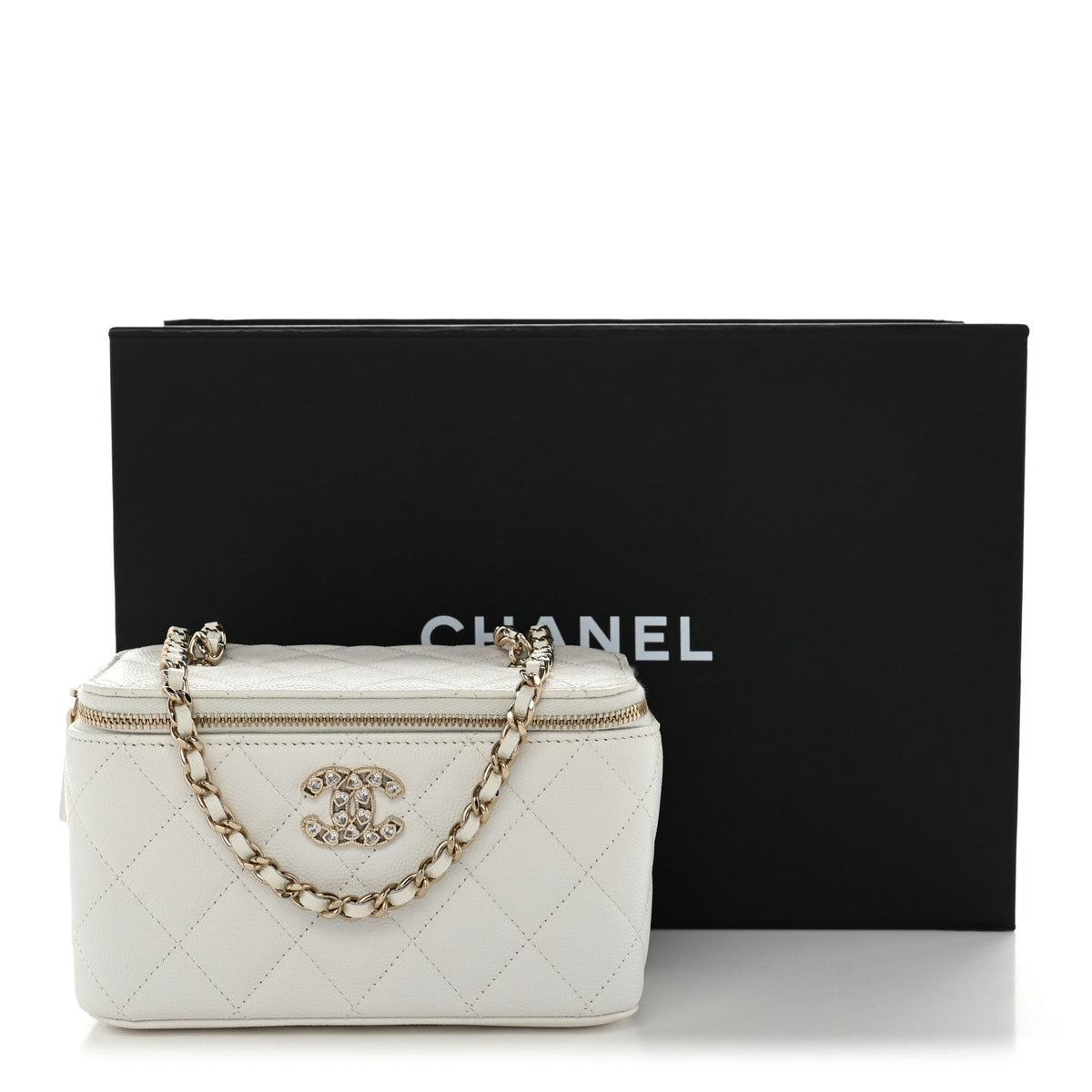 Small Quilted Caviar Handbag - White