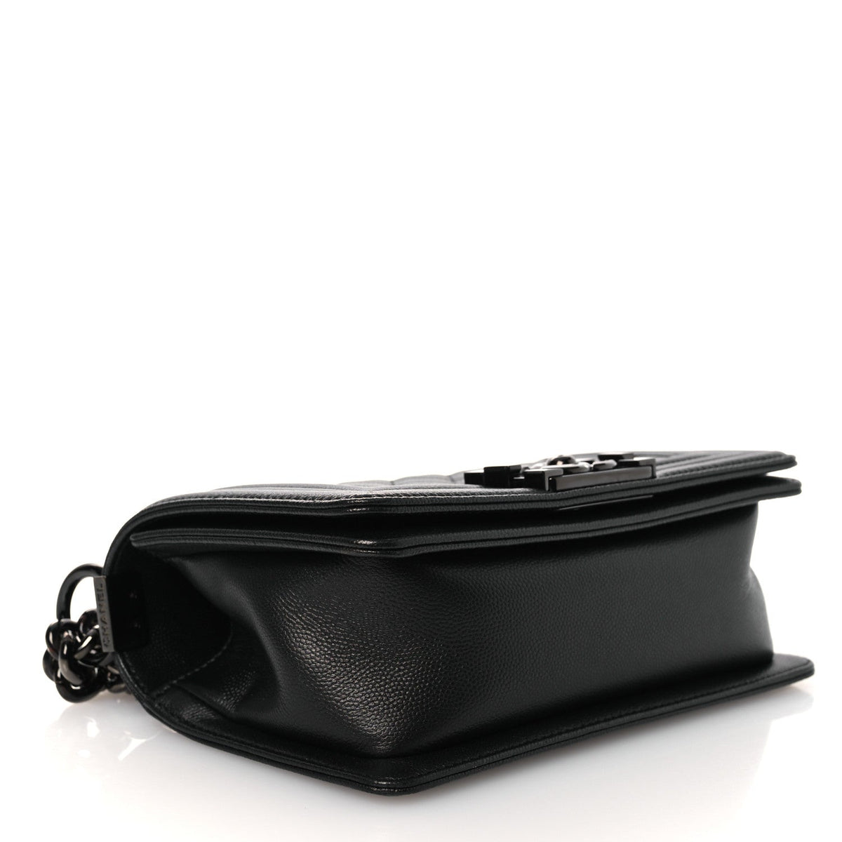 Small Quilted Caviar Flap Shoulder Bag - Black