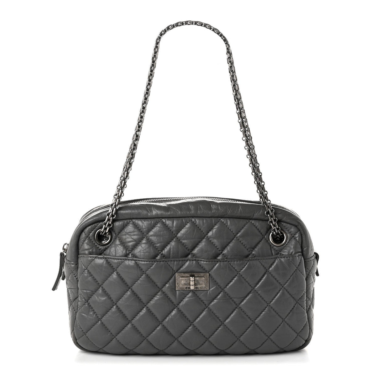 Medium Quilted Calfskin Handbag - Grey