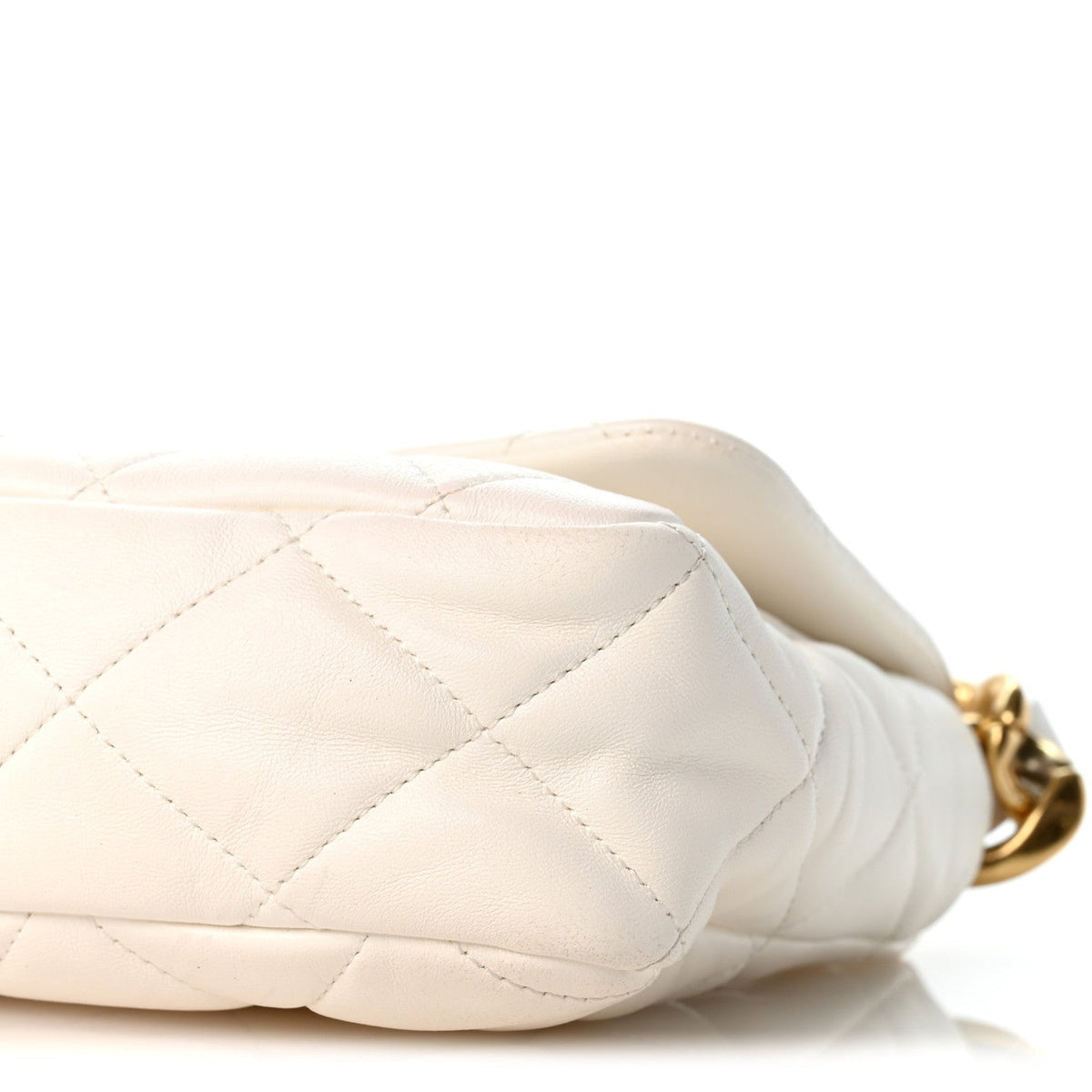 Large Quilted Lambskin Flap Shoulder Bag - White