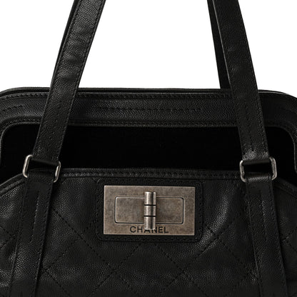 Large Quilted Calfskin Tote Bag - Black
