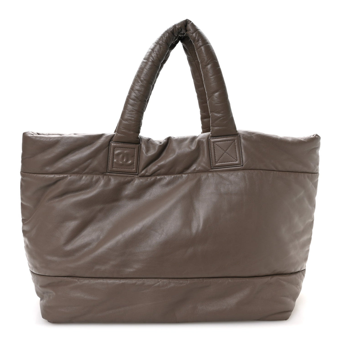 Large Quilted Lambskin Tote Bag - Grey