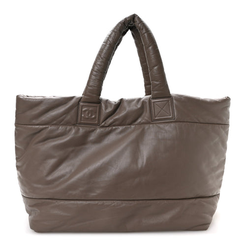Large Quilted Lambskin Tote Bag - Grey