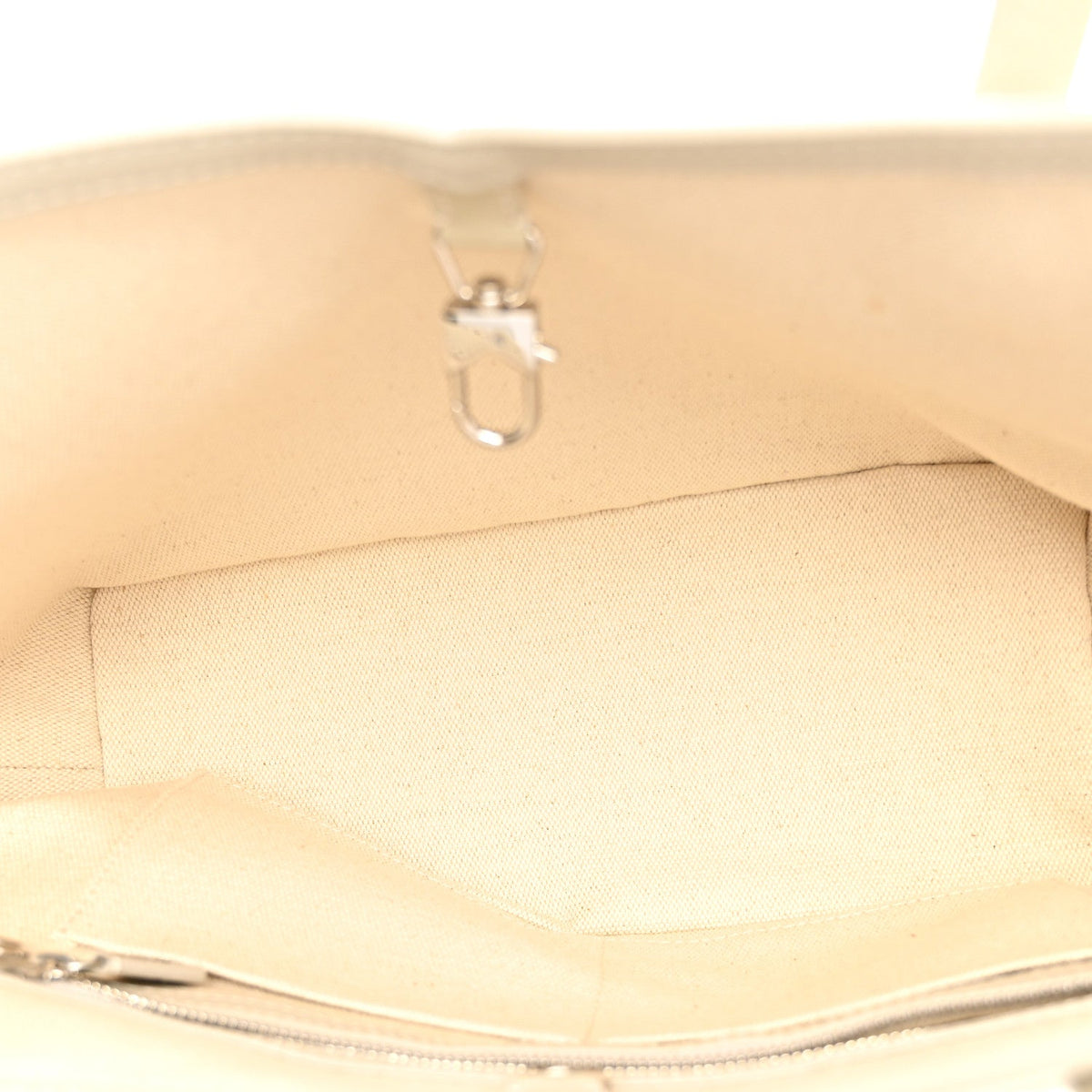 Calfskin Canvas Tote Bag - Beige