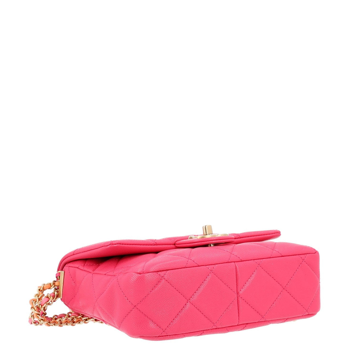 Mini Quilted Caviar Flap Shoulder Bag - Pink