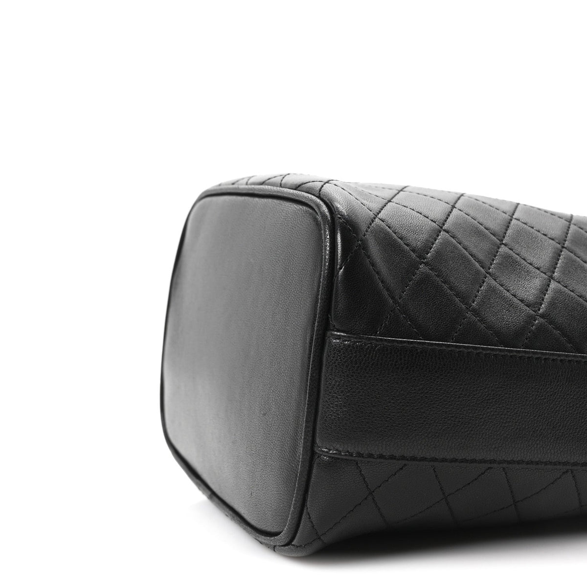 Small Quilted Lambskin Bucket Bag - Black