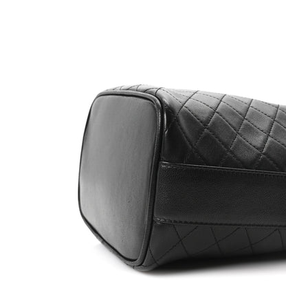 Small Quilted Lambskin Bucket Bag - Black