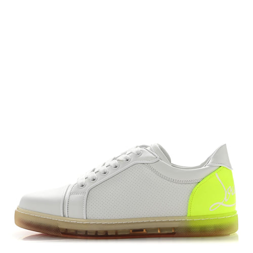 Calfskin Perforated Nappa Fun Vieira Orlato Flat Sneakers Bianco Fluo 