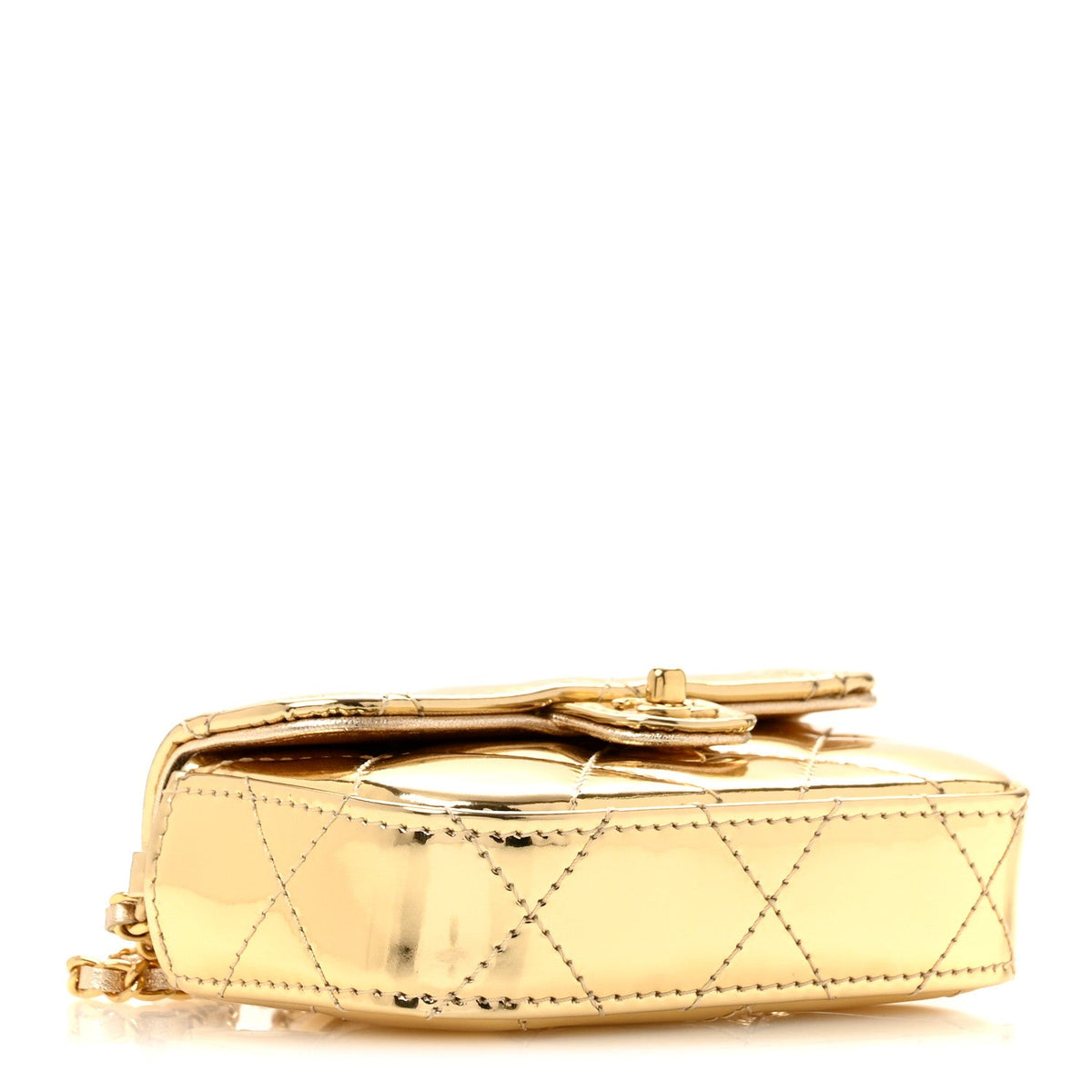 Mini Quilted Calfskin Flap Shoulder Bag - Gold