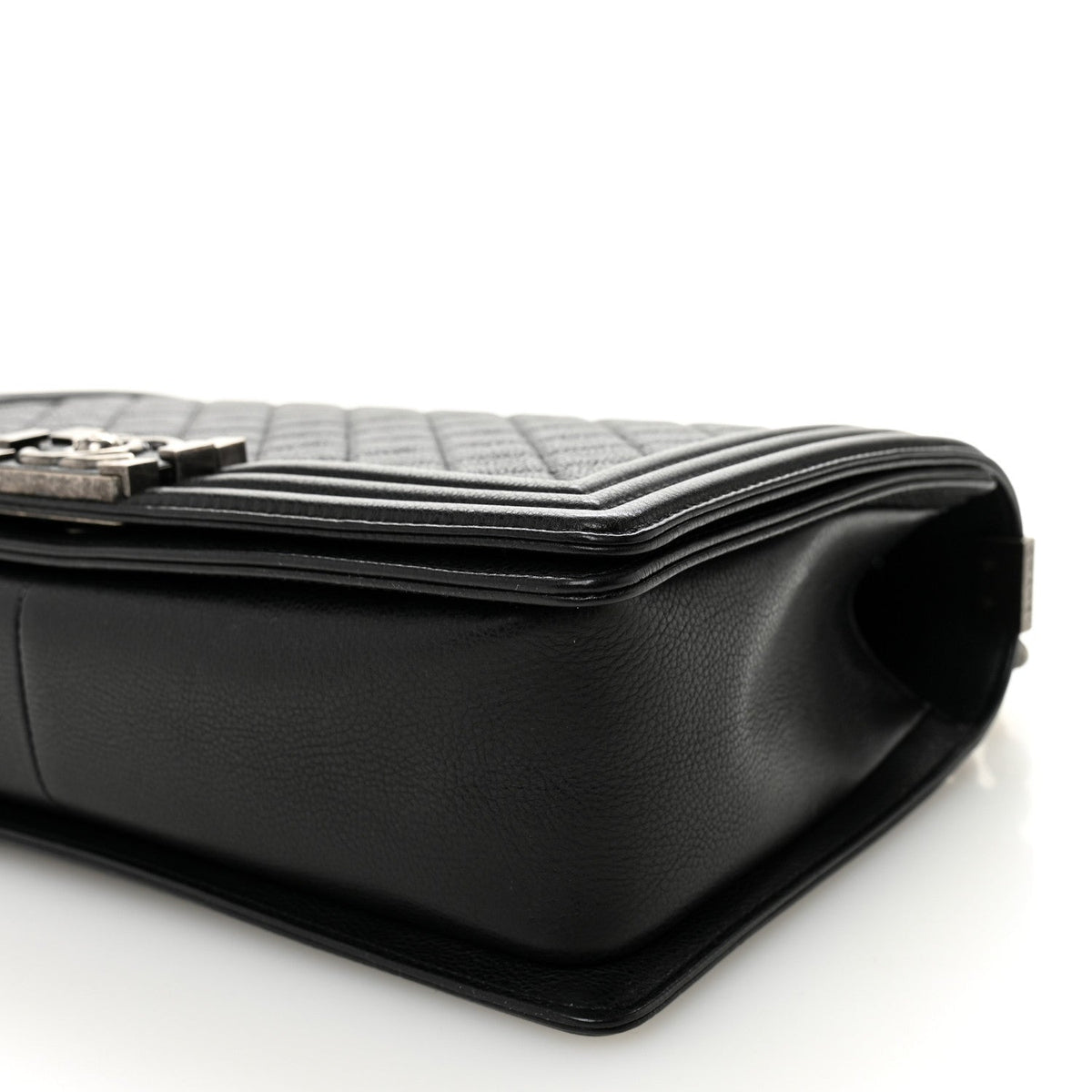 Medium Quilted Calfskin Flap Shoulder Bag - Black