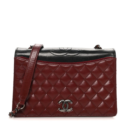 Quilted Calfskin Flap Shoulder Bag - Black