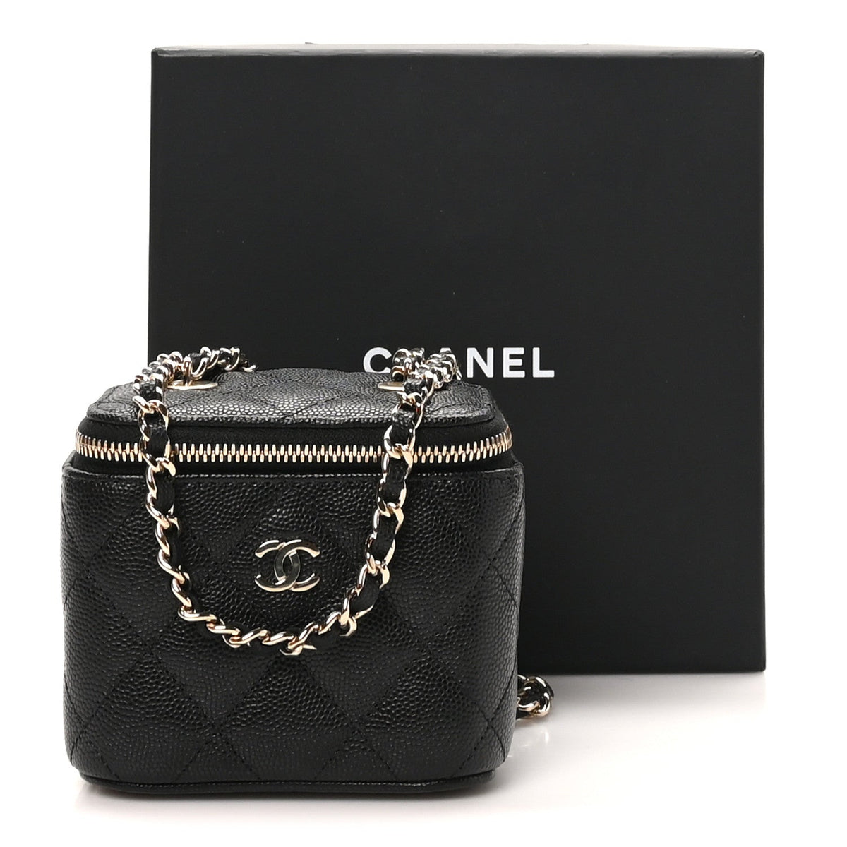 Mini Quilted Caviar Handbag - Black