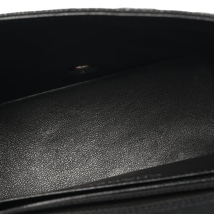 Mini Quilted Caviar Flap Shoulder Bag - Black