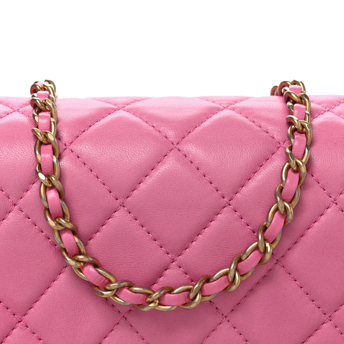 Mini Quilted Lambskin Flap Shoulder Bag - Pink