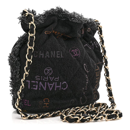 Small Quilted Bucket Bag - Black