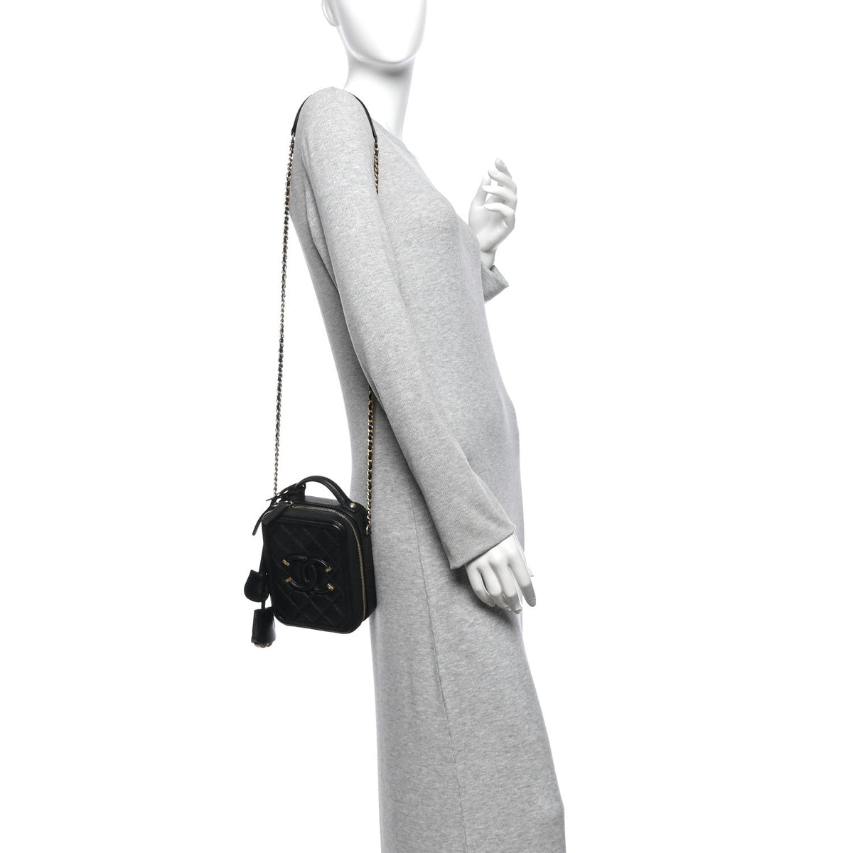 Quilted Caviar Handbag - Black