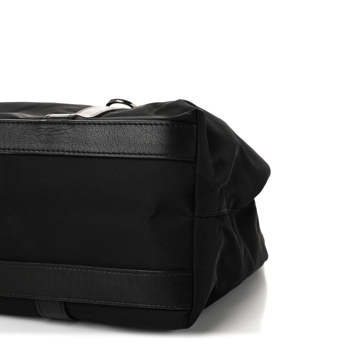 Leather Nylon Tote Bag - Black