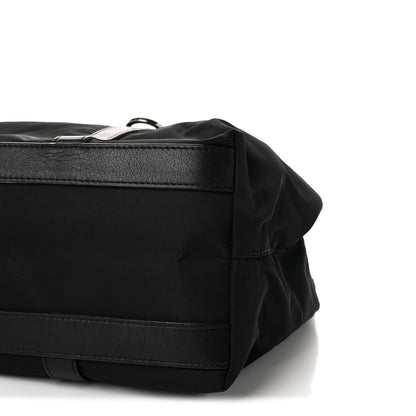 Leather Nylon Tote Bag - Black