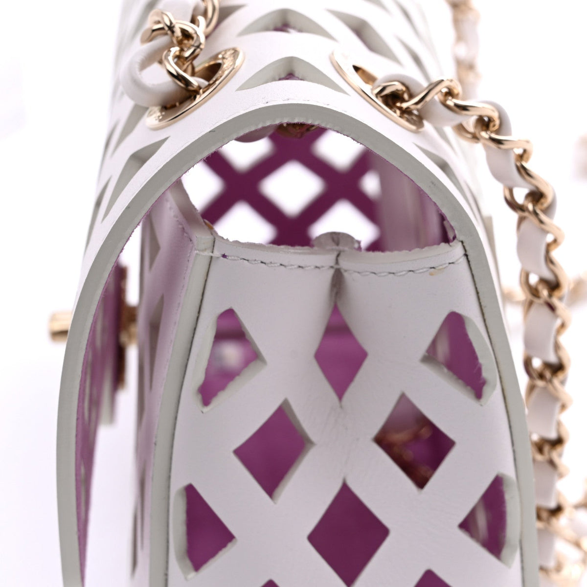 Small Lambskin Flap Shoulder Bag - White