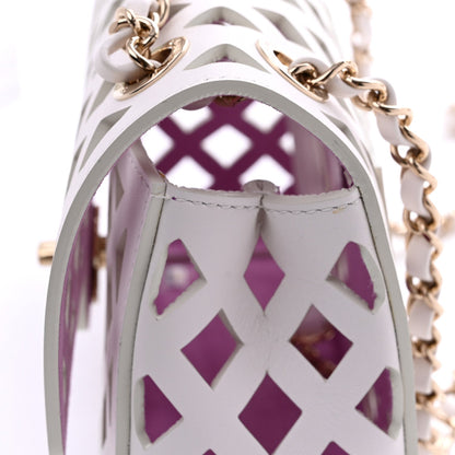Small Lambskin Flap Shoulder Bag - White