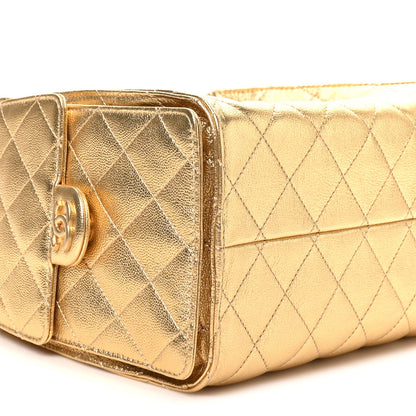 Small Quilted Caviar Handbag - Gold
