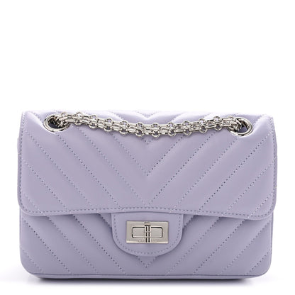 Mini Quilted Calfskin Flap Shoulder Bag - Purple