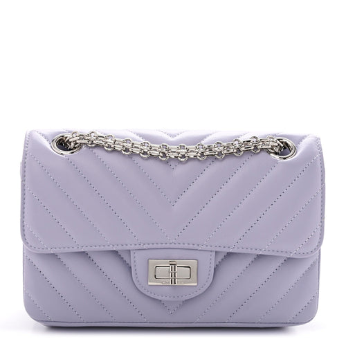 Mini Quilted Calfskin Flap Shoulder Bag - Purple