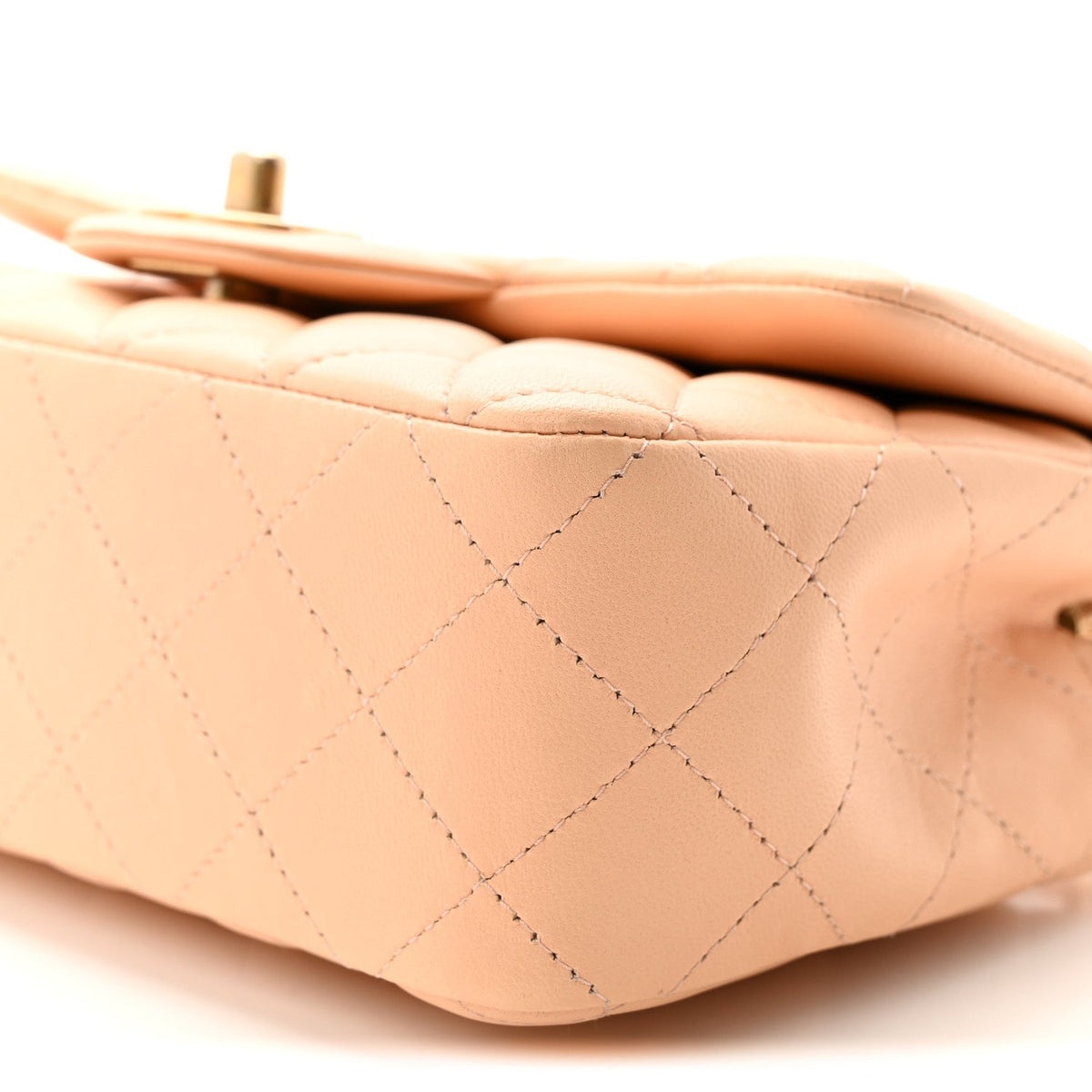 Mini Quilted Lambskin Flap Shoulder Bag - Tan