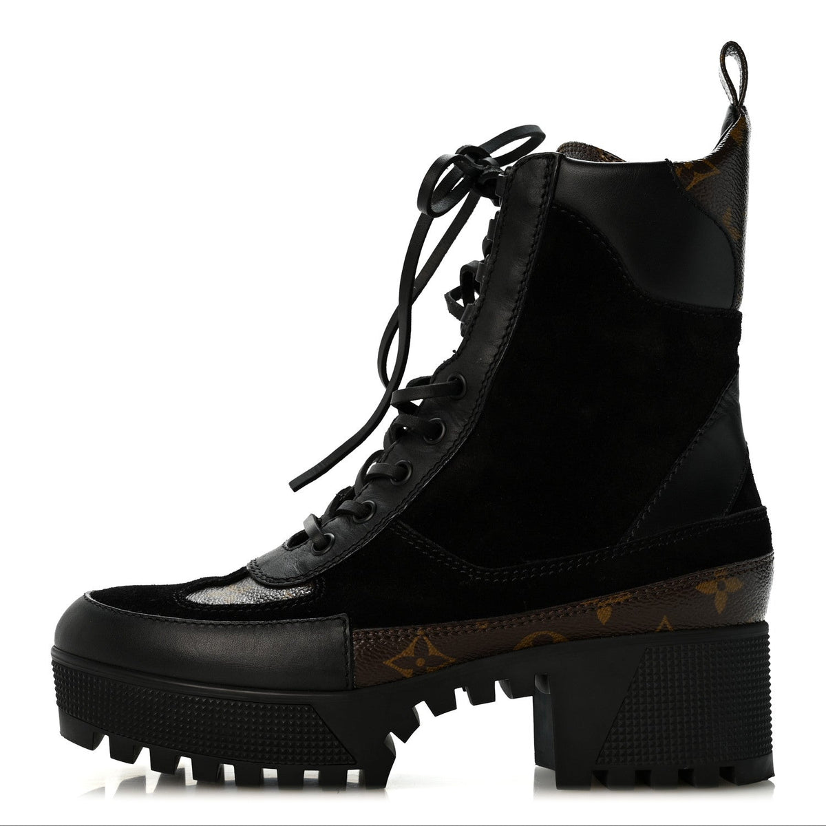 Suede Calfskin Monogram Laureate Platform Desert Boots Black