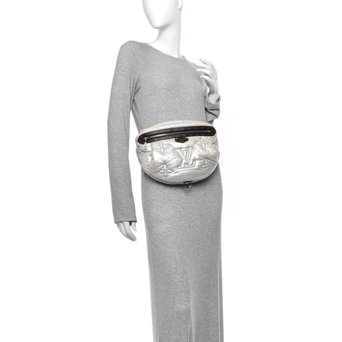 Econyl Monogram Pillow Bumbag Silver Handbag
