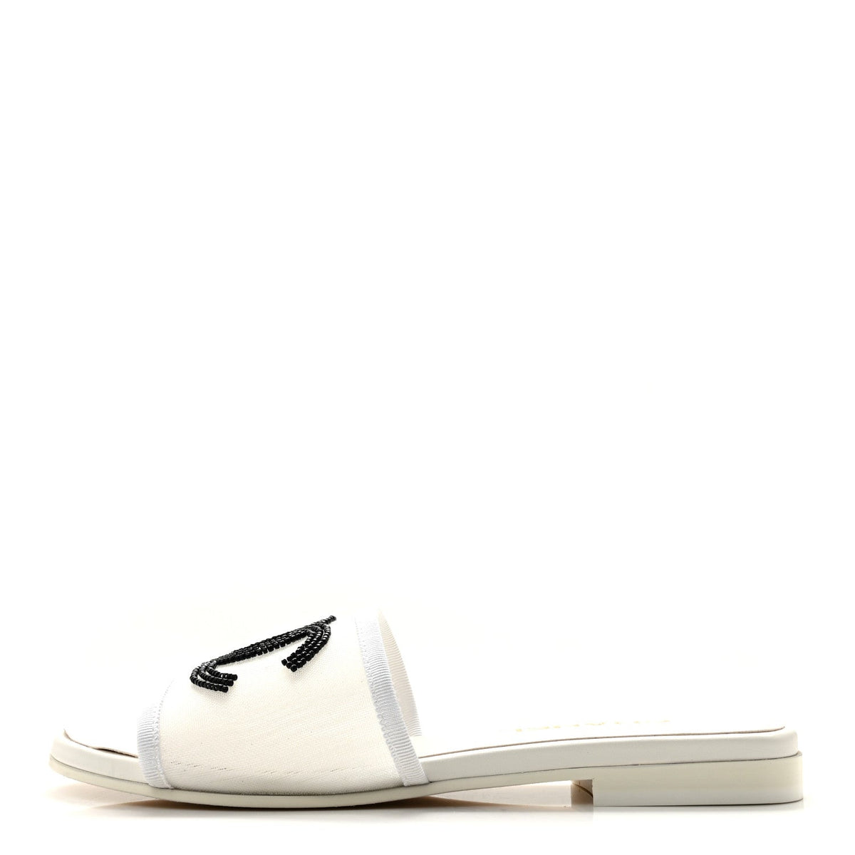 Mesh Glass Beaded CC Sandal Mules White Black