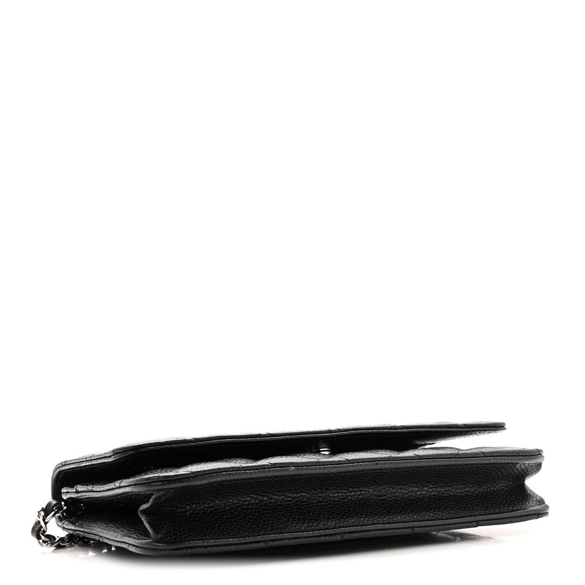 Quilted Caviar Wallet Bag - Black