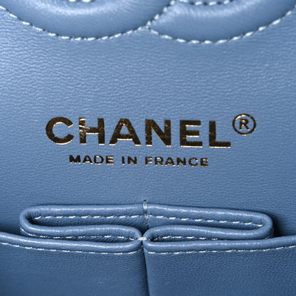 Small Quilted Flap Shoulder Bag - Light Blue