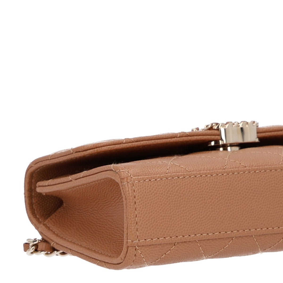 Quilted Caviar Handbag - Beige