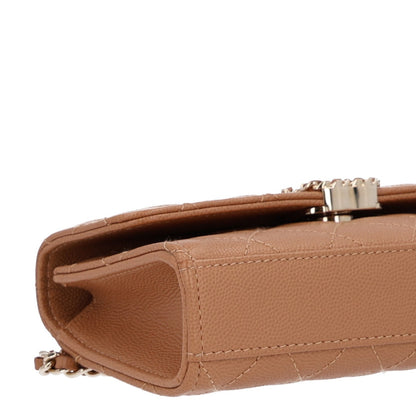 Quilted Caviar Handbag - Beige