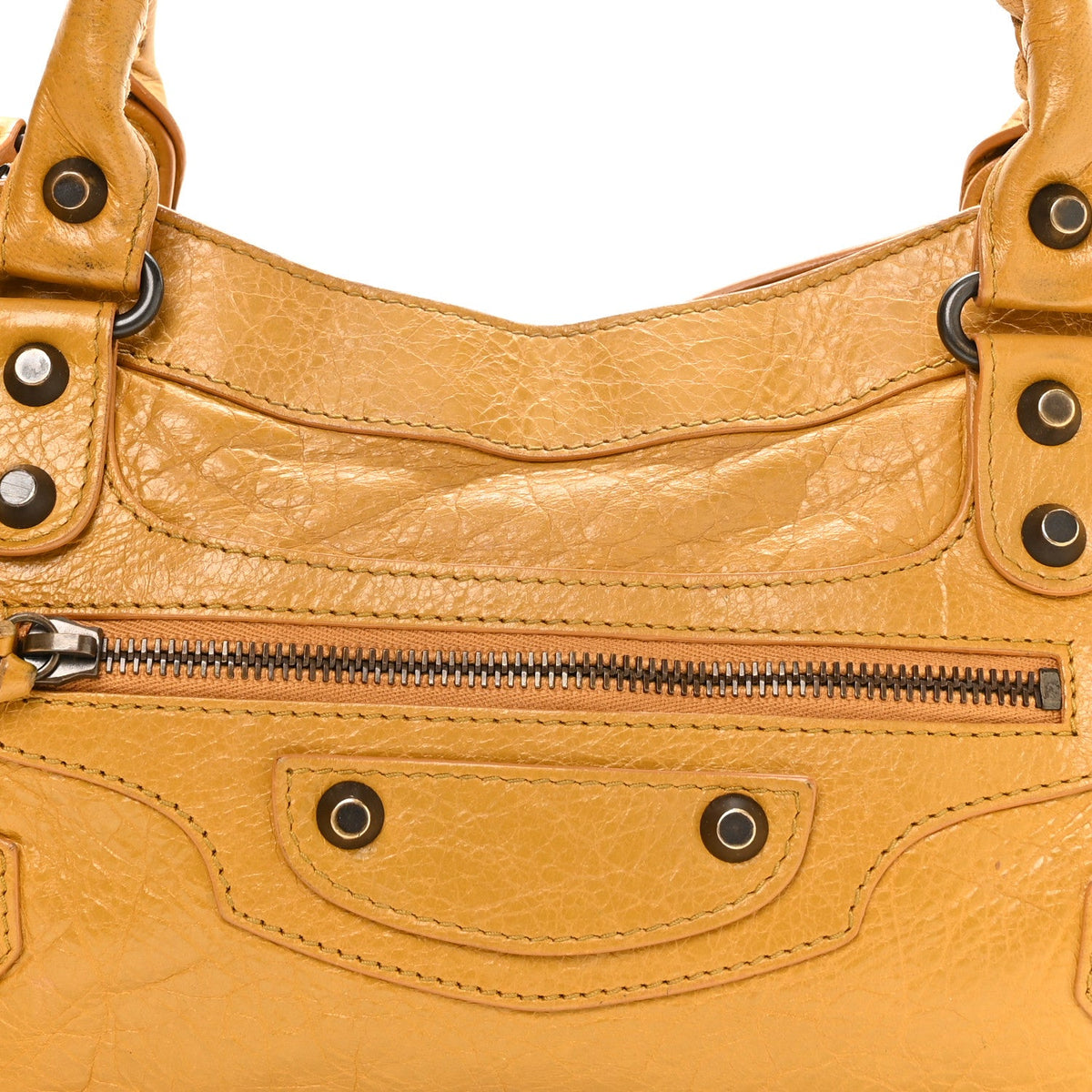 Agneau Classic Hardware First Jaune Mout Handbag