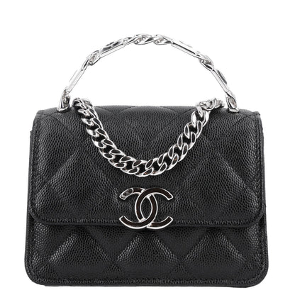 Quilted Caviar Clutch Bag - Black