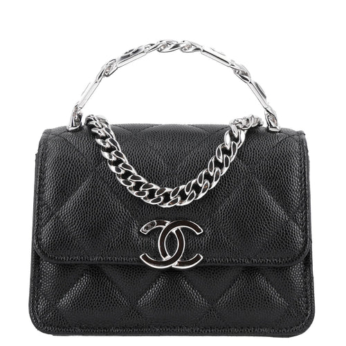 Quilted Caviar Clutch Bag - Black